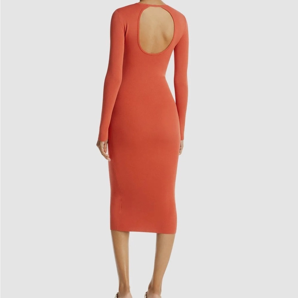 NWT A.L.C Conley Cut-Out Long Sleeve Midi Dress Small Mecca Orange Bodycon Knit - Picture 7 of 16